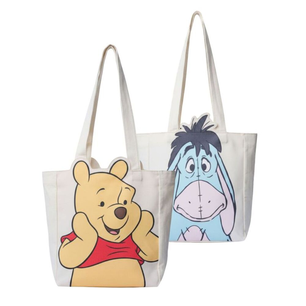 New Disney Winnie the Pooh and Eeyore Die-Cut Canvas Tote Bag (2 Pack Set)